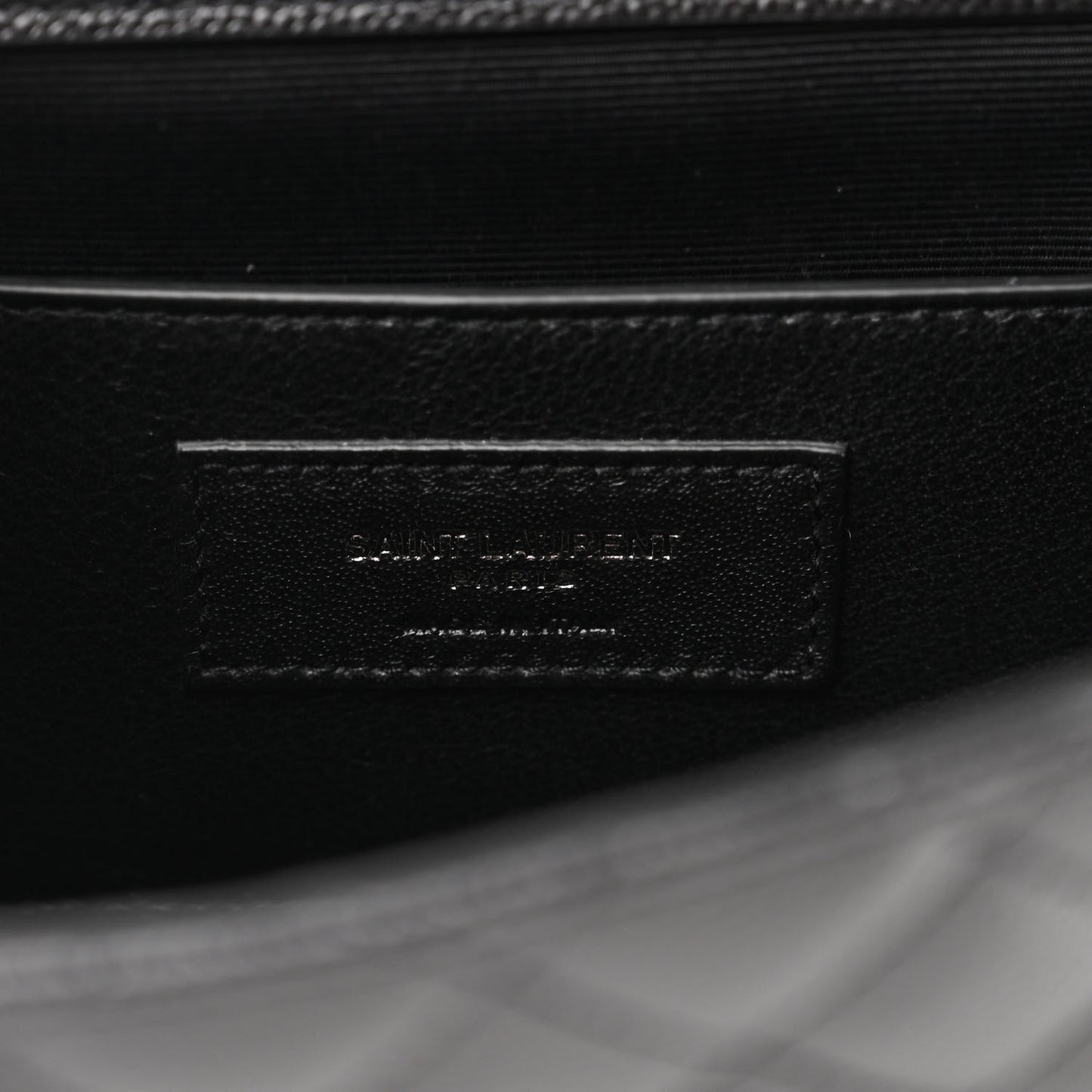 Grain De Poudre Textured Mixed Matelasse Triquilt Small Monogram Monochrome Satchel Black