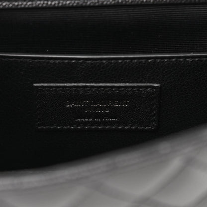 Saint Laurent Grain De Poudre Textured Mixed Matelasse Triquilt Small Monogram Monochrome Satchel Black 6 of 9