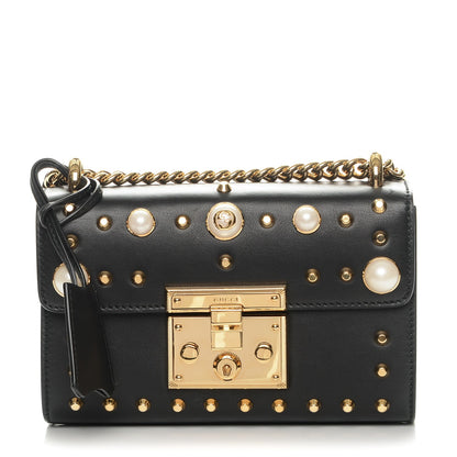 Gucci Calfskin Studded Small Padlock Shoulder Bag Black 1 of 6