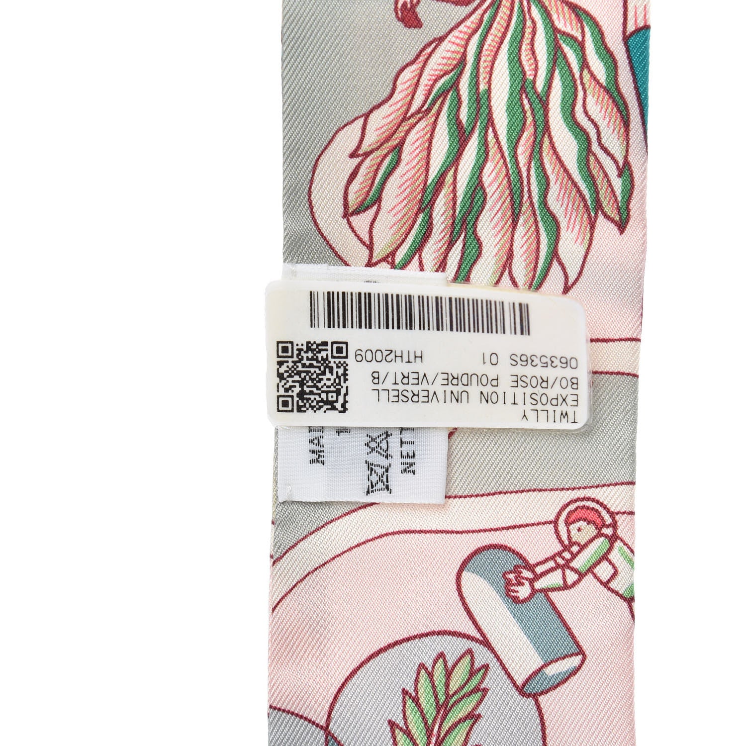 Hermes Silk Exposition Universelle Twilly Rose Poudre Vert 2 of 4