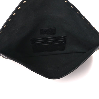 Valentino Garavani Pebbled Calfskin Large Rockstud Envelope Clutch Black 5 of 10