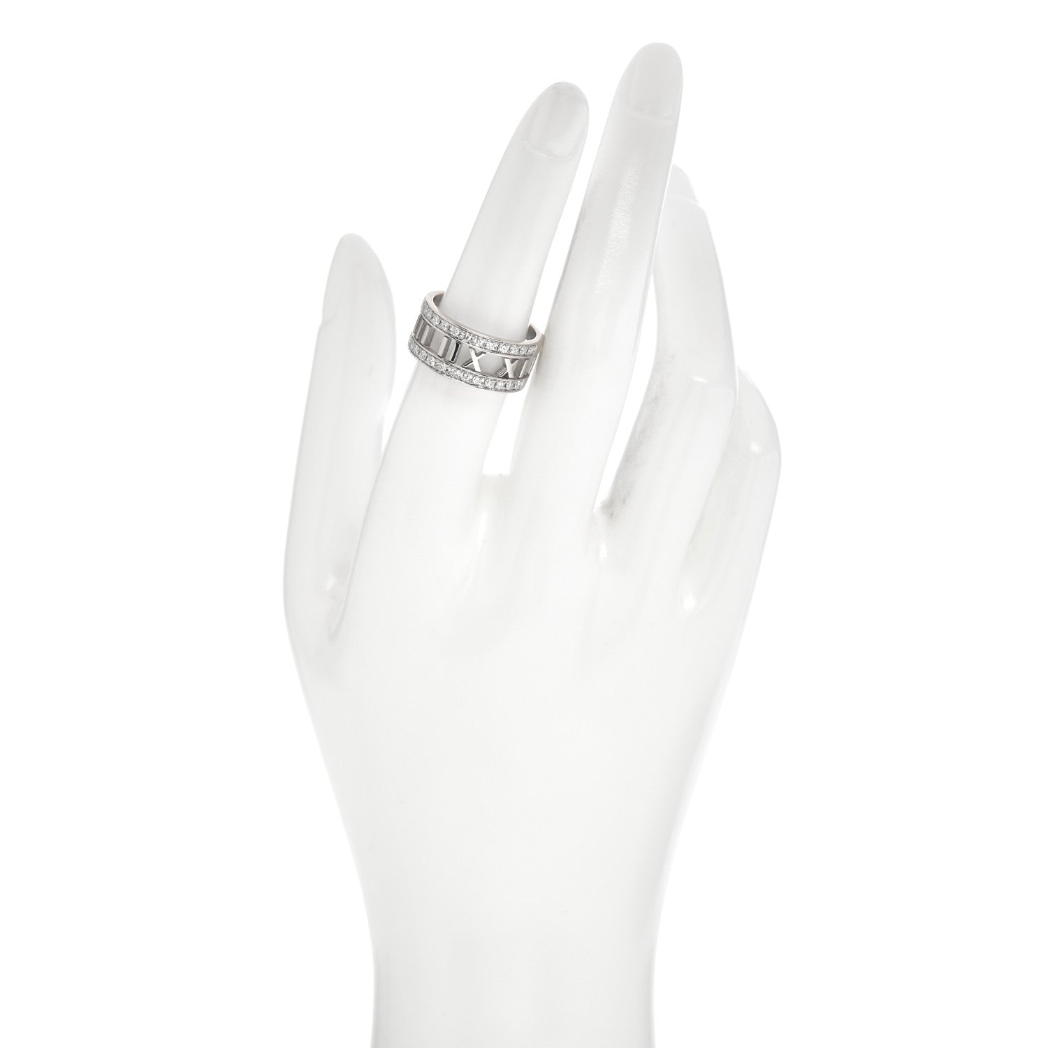 Tiffany 18K White Gold Diamond Wide Atlas Open Ring 54 7 2 of 4