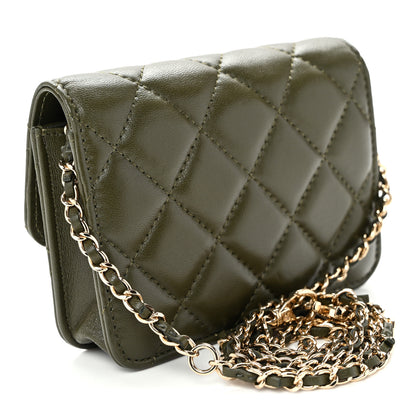 Chanel Lambskin Quilted Clutch With Chain Green 3 of 11