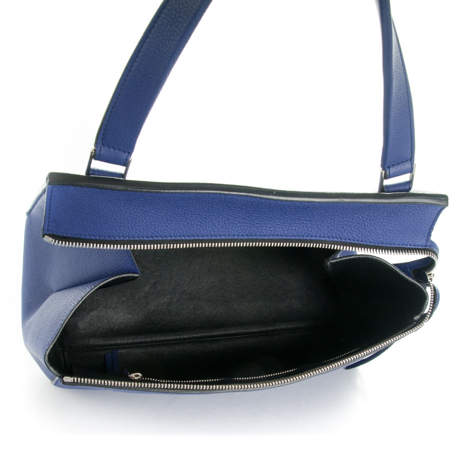 Drummed Calfskin Small Edge Shoulder Bag Indigo
