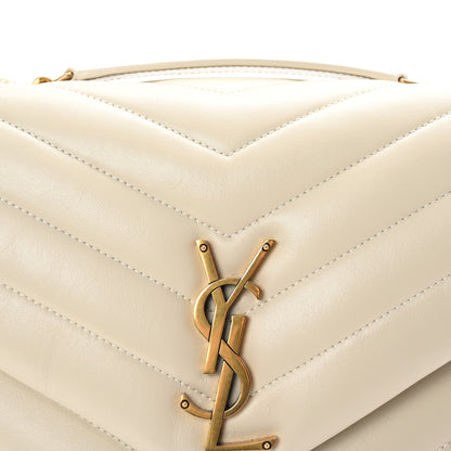 Saint Laurent Calfskin Y Quilted Monogram Medium Loulou Chain Satchel Crema Soft 7 of 9