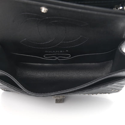 Chanel Sheepskin Chevron Quilted Studded 2.55 Reissue 225 Flap Black 4 of 11