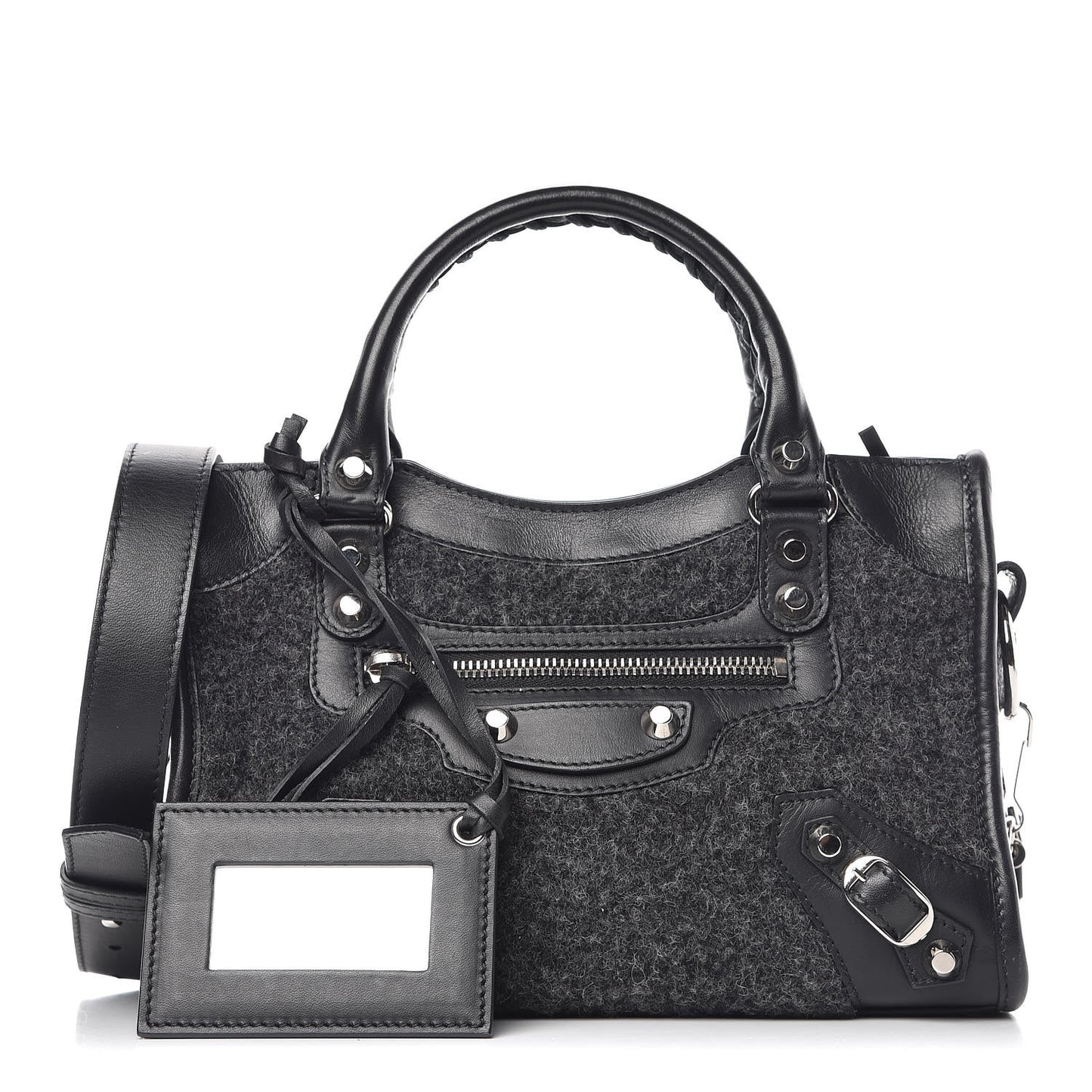 Alpaca Calfskin Classic Silver Hardware Mini City Black