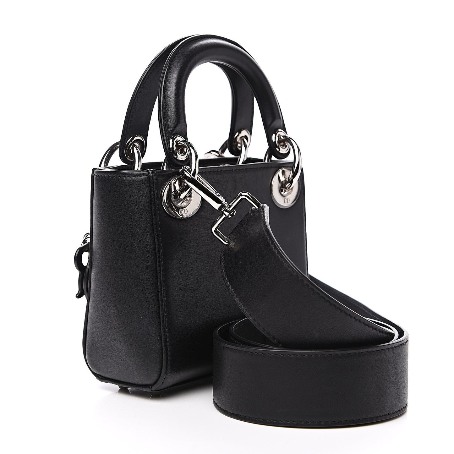 Smooth Calfskin Embroidered Micro Lady Dior Black