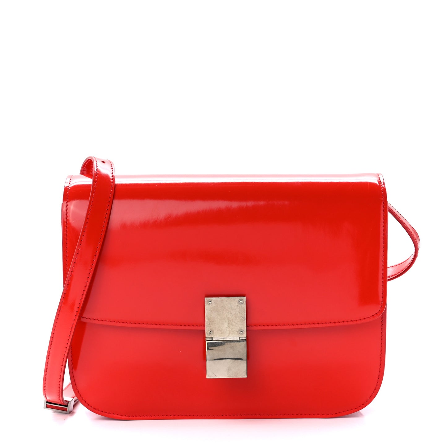 Spazzolato Calfskin Medium Classic Box Flap Bag Vermillion