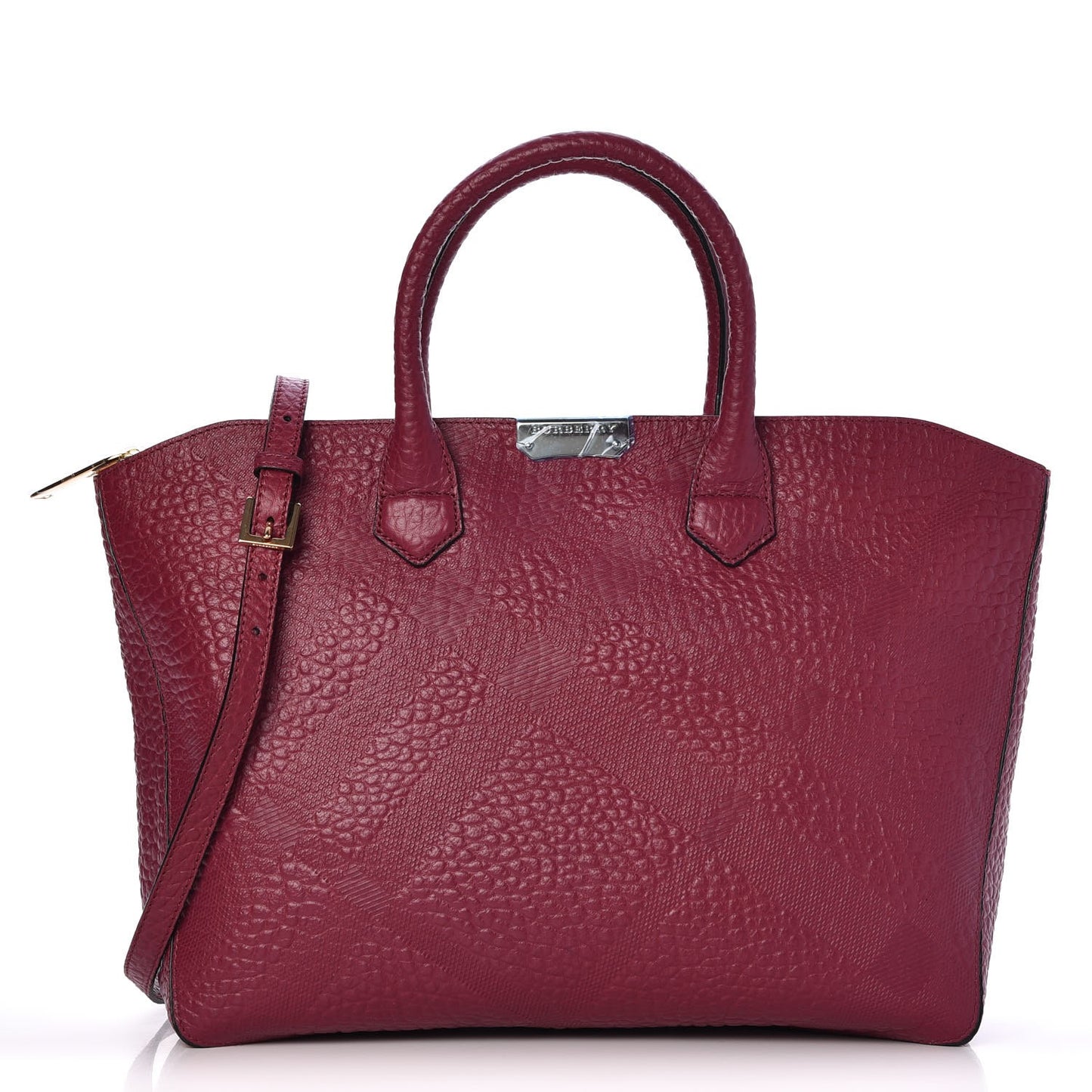 Heritage Grain Check Embossed Medium Dewsbury Tote Dark Plum