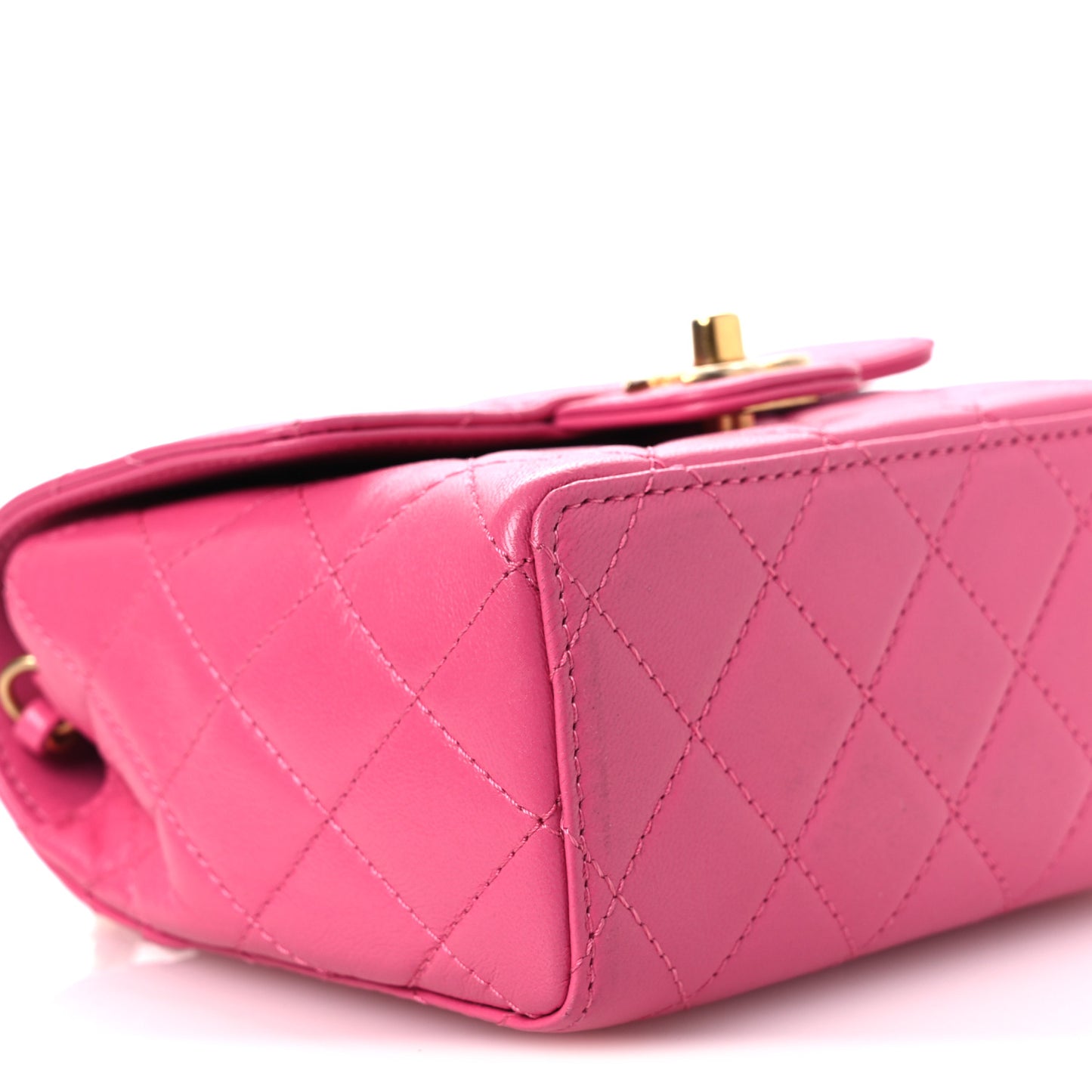 Goatskin Quilted Mini Square Flap Pink