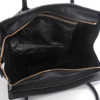 Celine Canvas Smooth Calfskin Leopard Print Shoulder Luggage Black 5 of 7