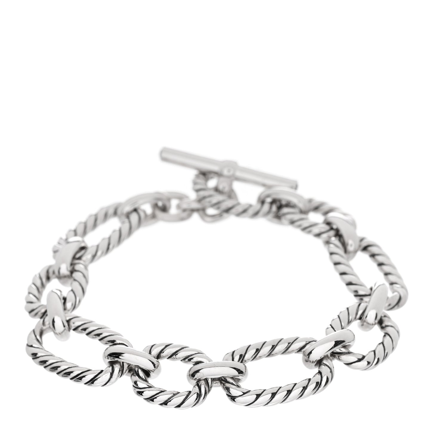 Sterling Silver Blue Sapphire 12.5mm Cushion Link Bracelet