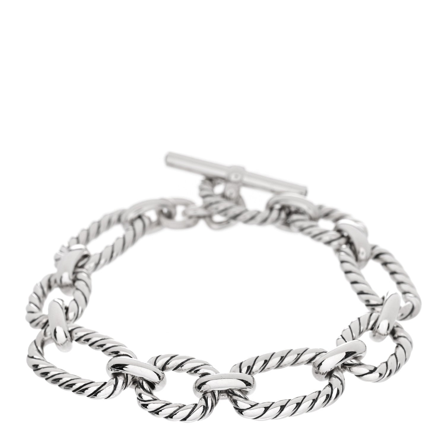 David Yurman Sterling Silver Blue Sapphire 12.5mm Cushion Link Bracelet 1 of 3