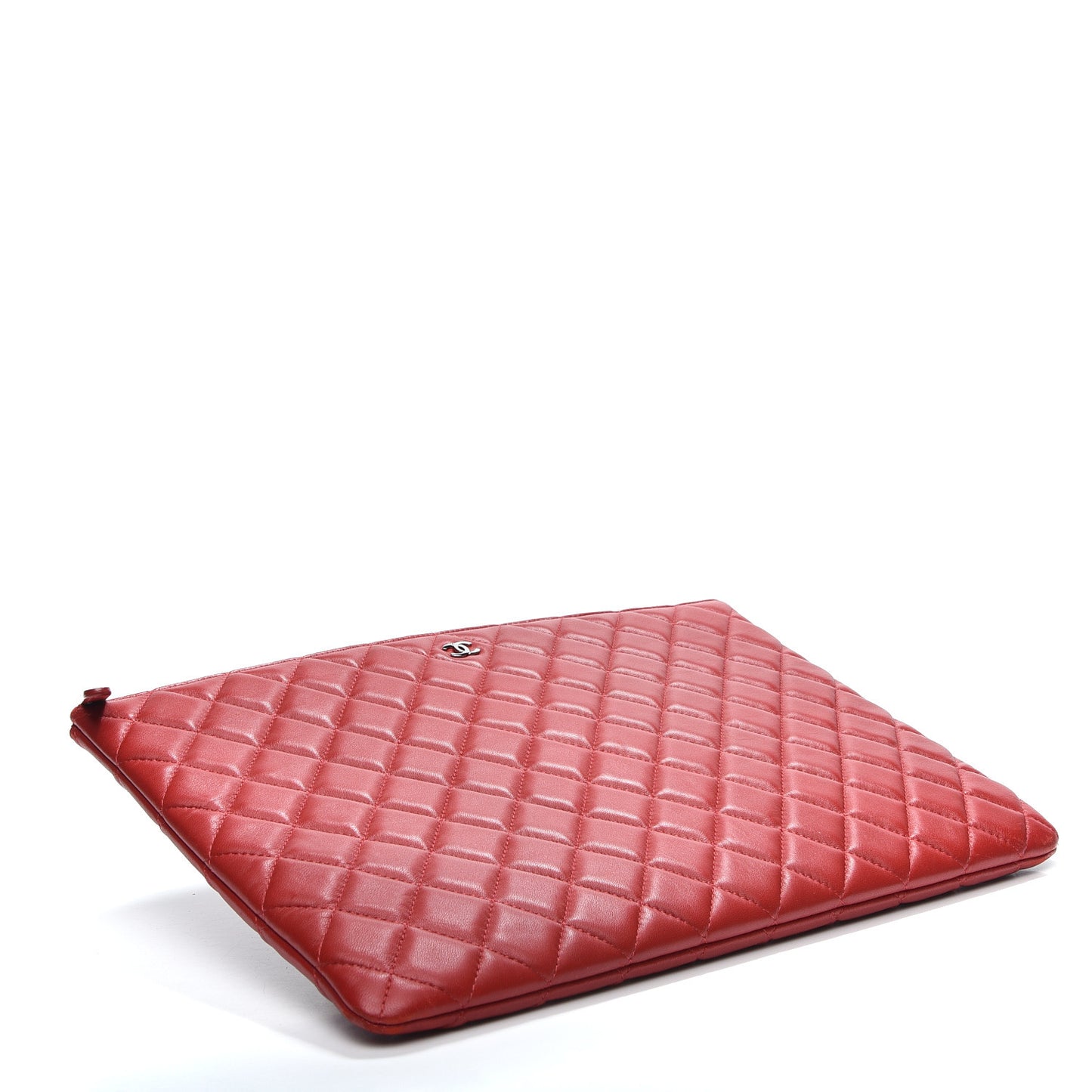 Lambskin Quilted Large Cosmetic Case Red