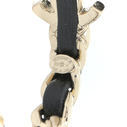 Chanel Lambskin CC Turnlock Chain Hoop Earrings Gold Black 4 of 5