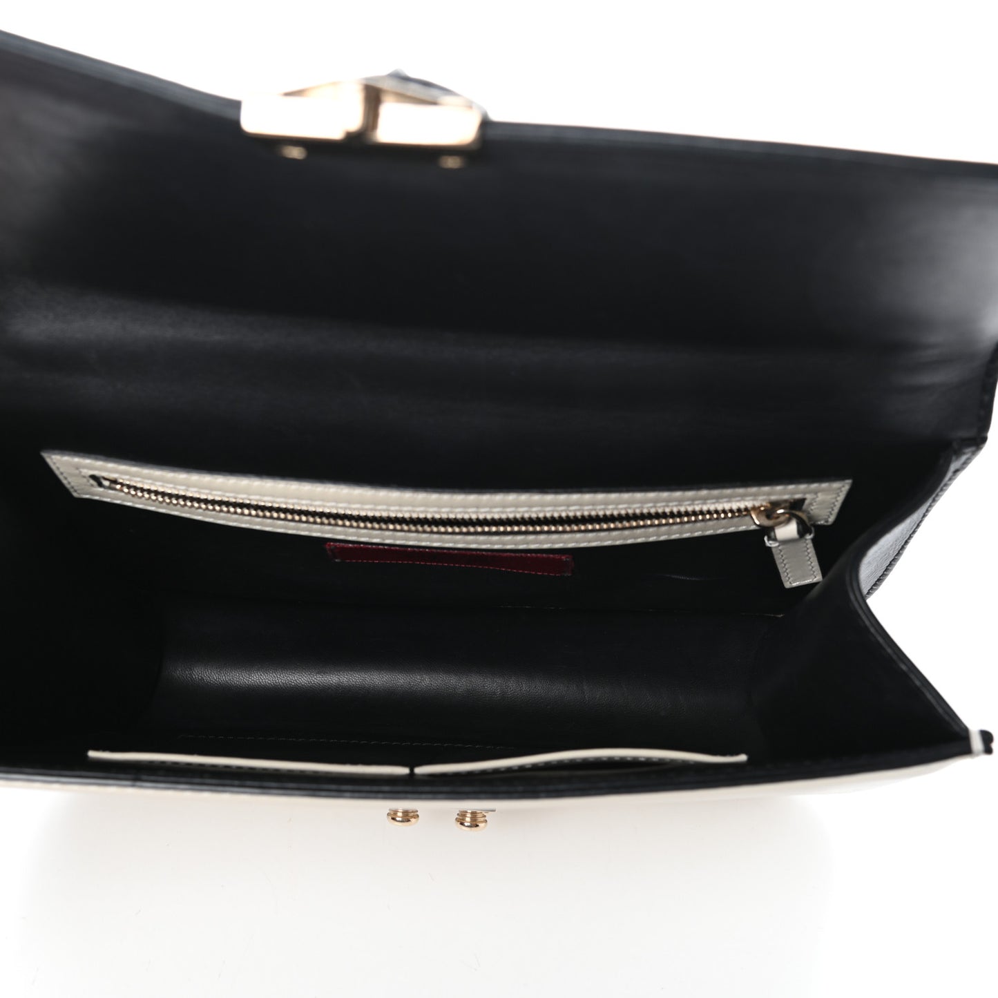 Vitello Medium Glam Lock Rockstud Flap Black Light Ivory