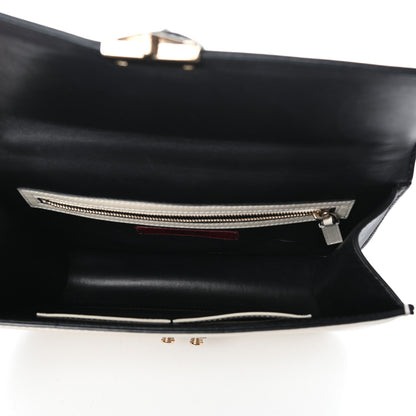 Valentino Garavani Vitello Medium Glam Lock Rockstud Flap Black Light Ivory 5 of 11