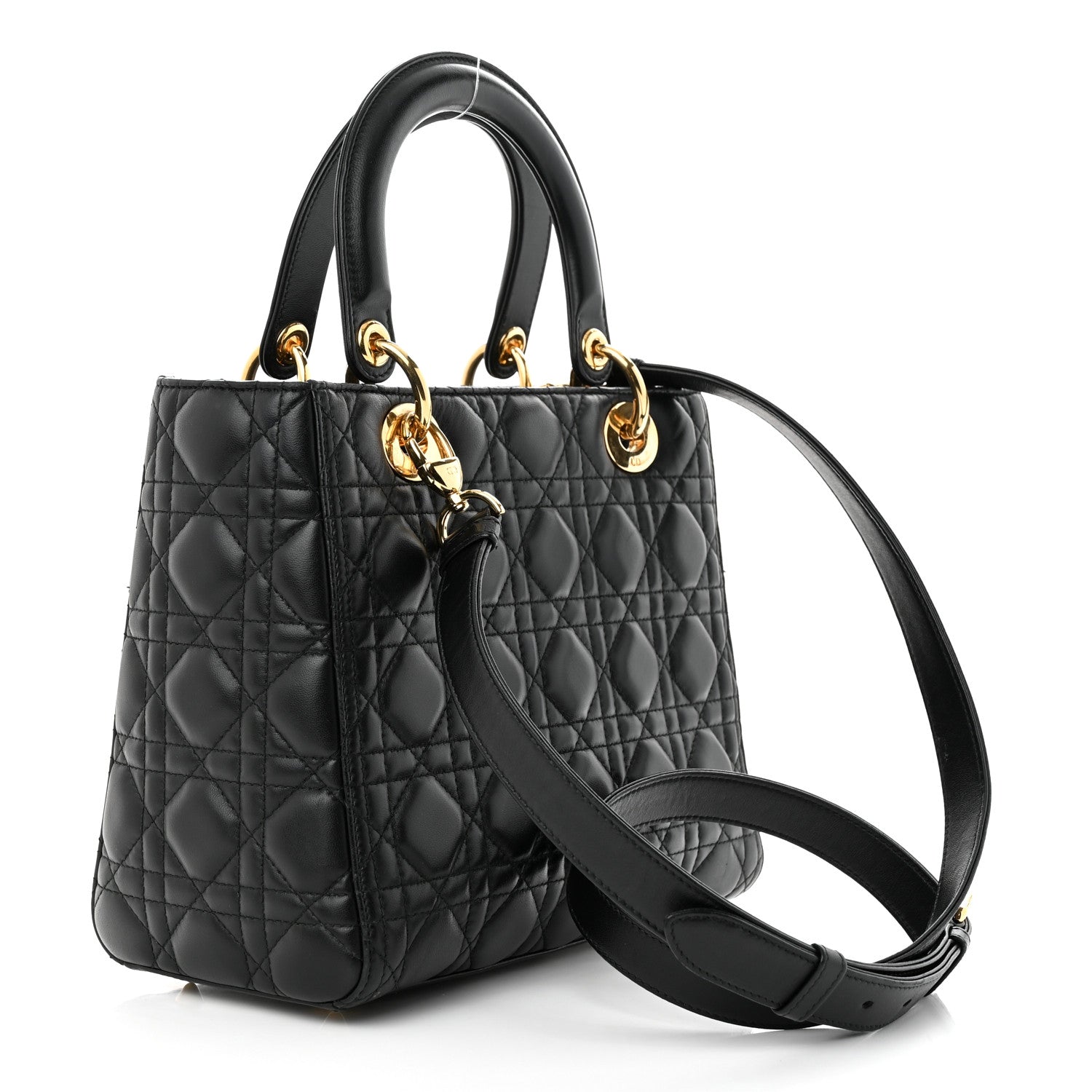 Christian Dior Lambskin Cannage Medium Lady Dior Black 3 of 11