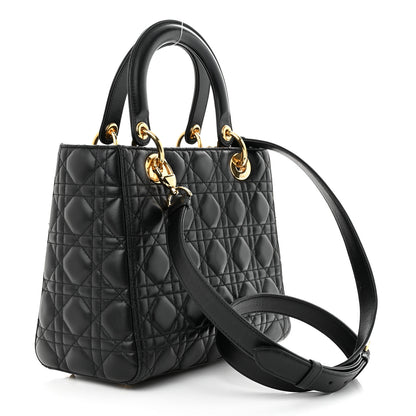 Christian Dior Lambskin Cannage Medium Lady Dior Black 3 of 11