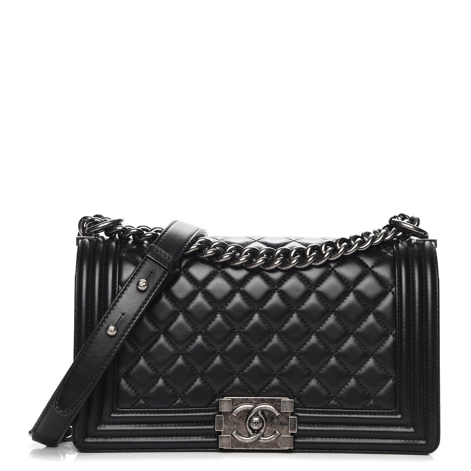 Chanel Lambskin Quilted Medium Boy Flap Black 1 of 8