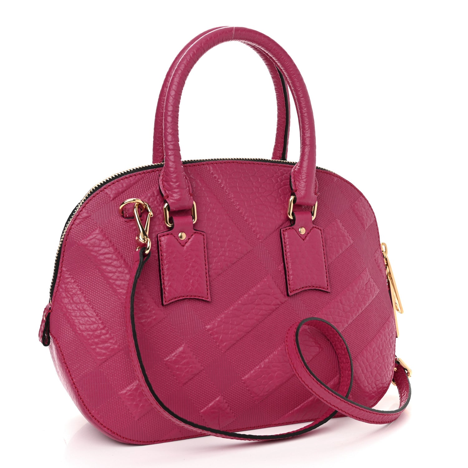 Burberry Heritage Grain Check Embossed Small Orchard Bowling Bag Dark Plum 3 of 10