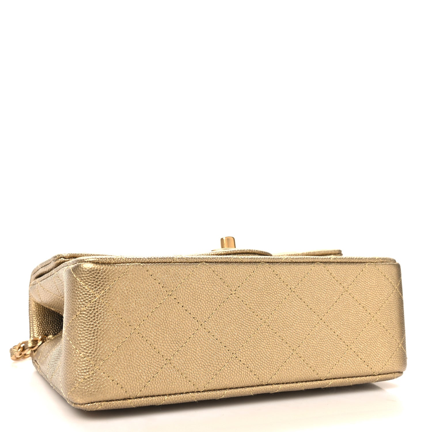 Chanel Metallic Caviar Quilted Mini Top Handle Rectangular Flap Gold 4 of 11