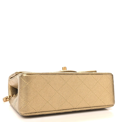 Chanel Metallic Caviar Quilted Mini Top Handle Rectangular Flap Gold 4 of 11