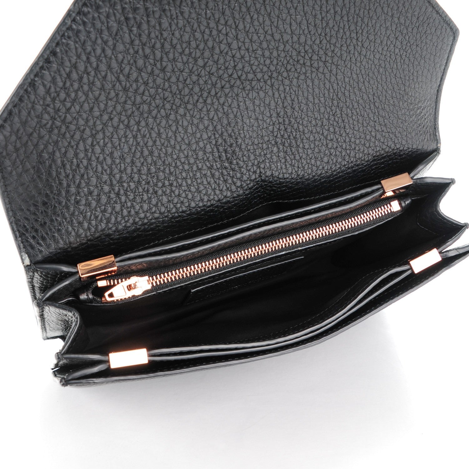 Alexander Wang Soft Pebbled Calfskin Prisma Skeletal Clutch Black Rose Gold Hardware 5 of 7