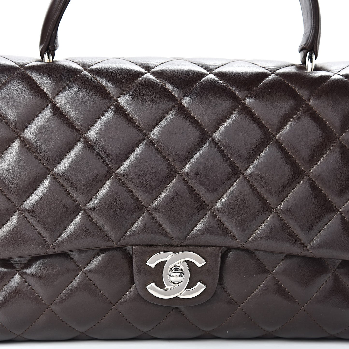 Lambskin Quilted Medium Kelly Flap Brown
