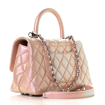 Chanel Iridescent Caviar Quilted Mini Coco Handle Flap Pink 6 of 31