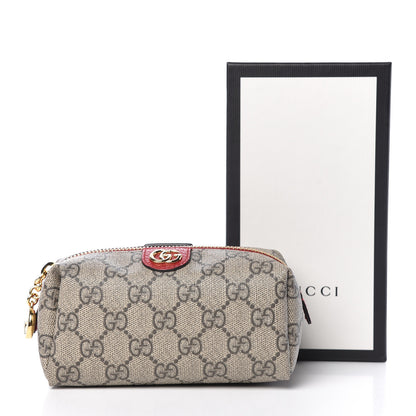 Gucci Soft GG Supreme Monogram Calfskin Small Ophidia Cosmetic Case Beige Ebony Hibiscus Red 8 of 8