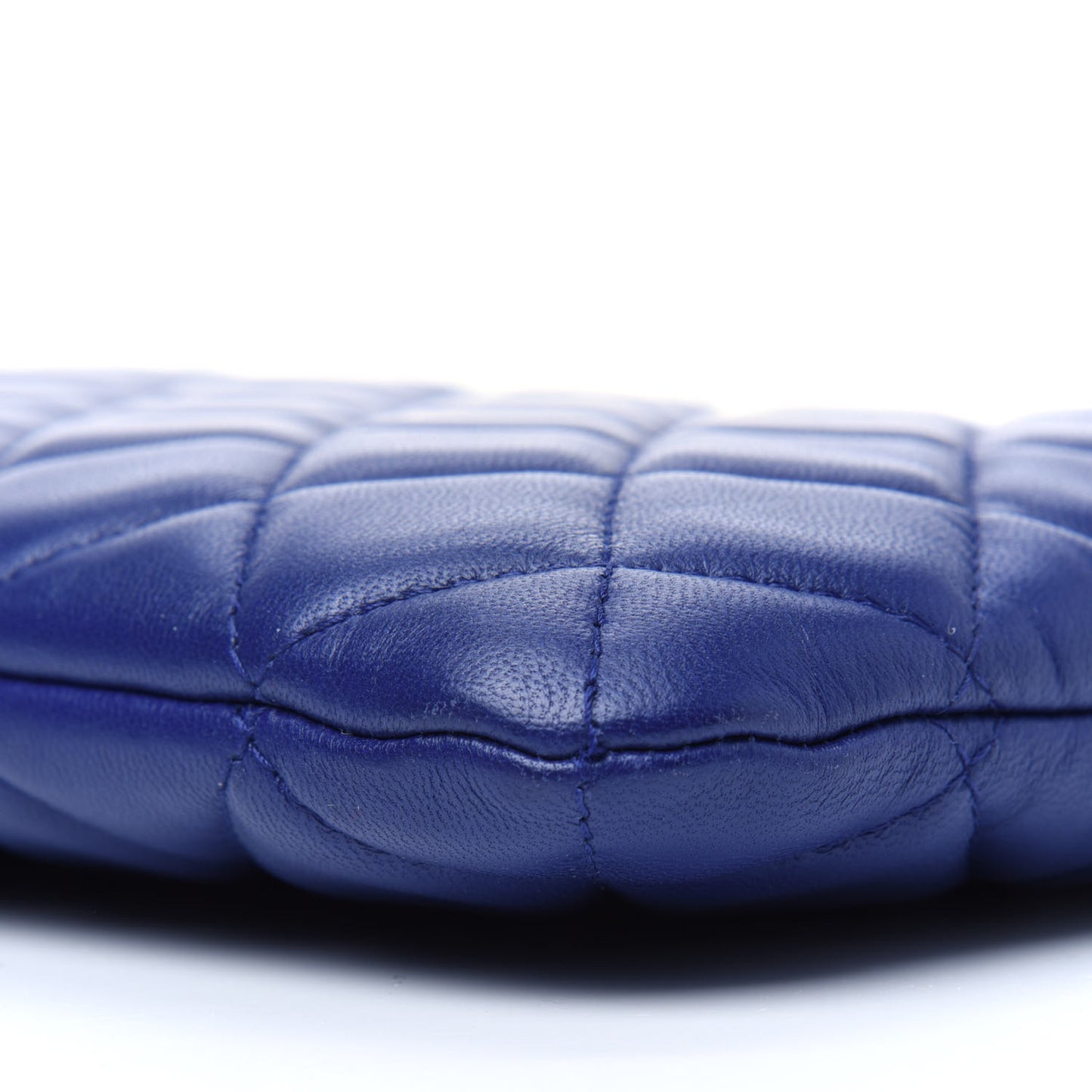 Lambskin Quilted Large Cosmetic Case Blue