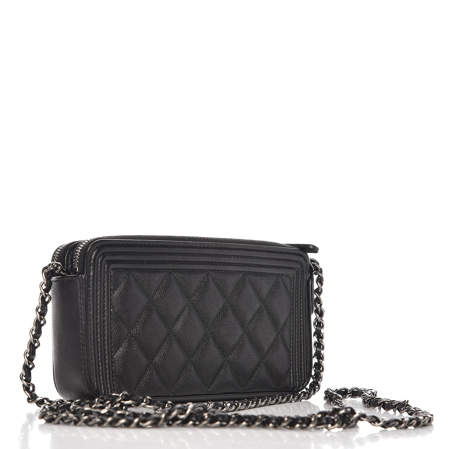 Chanel Calfskin Quilted Small Boy Clutch With Chain Black 3 of 9