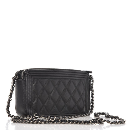 Chanel Calfskin Quilted Small Boy Clutch With Chain Black 3 of 9