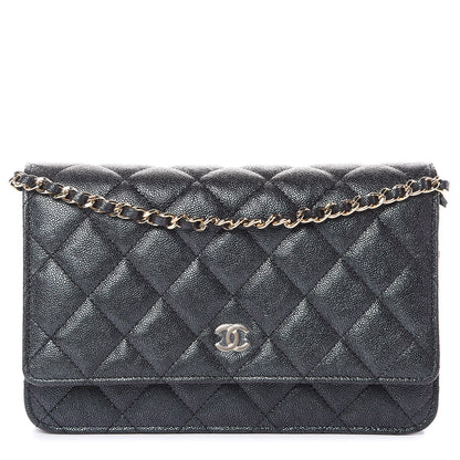 Chanel Iridescent Caviar Quilted Wallet On Chain WOC Black 1 of 11
