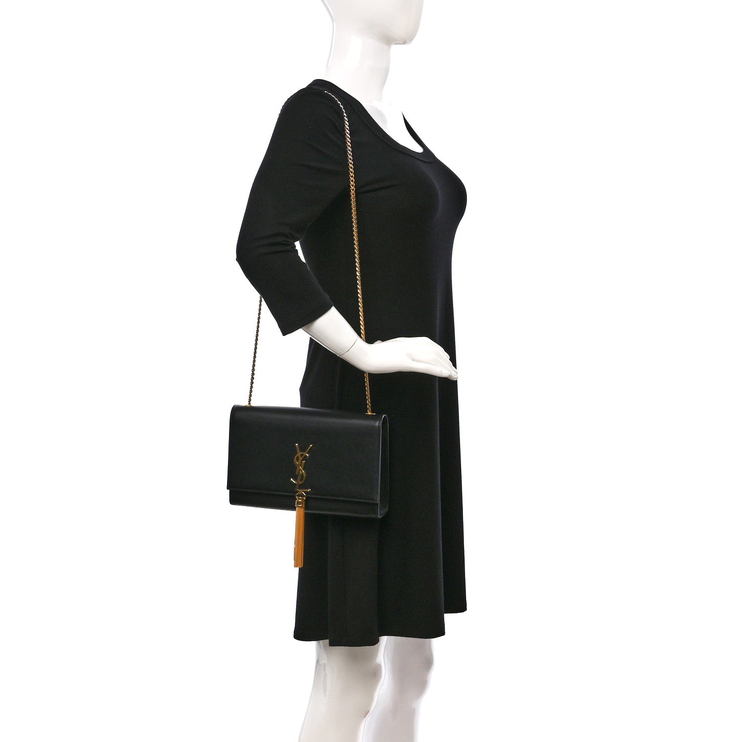 Saint Laurent Smooth Calfskin Medium Classic Monogram Kate Tassel Satchel Black 2 of 10