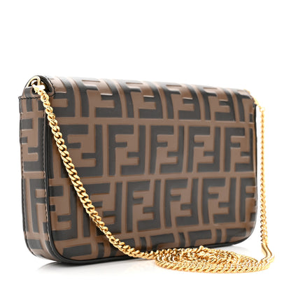 Fendi Vitello Soft F is Fendi Bi-Color FF 1974 Embossed Envelope Wallet On Chain with Pouches Maya Black 4 of 12