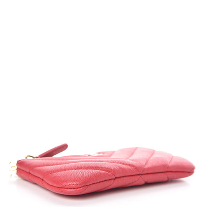 Chanel Caviar Chevron Quilted Small Ancient Greek Charms Cosmetic Case Dark Pink 4 of 8