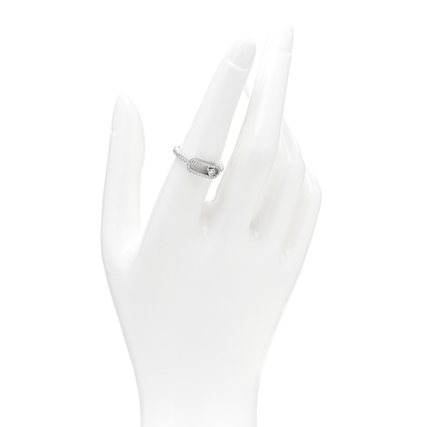 Messika 18K White Gold Diamond Move Uno Pave Ring 55 7.25 2 of 4