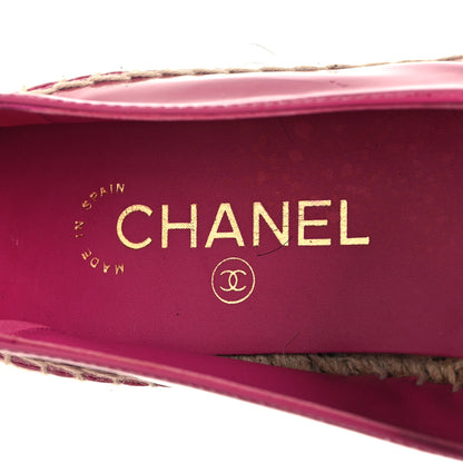 Chanel Patent Calfskin CC Espadrilles 41 Fuchsia Black 10 of 11