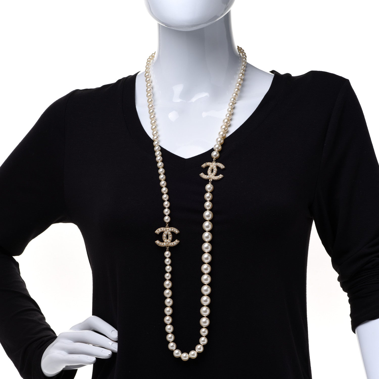 Chanel Pearl CC 100th Anniversary Necklace Light Gold 2 of 6