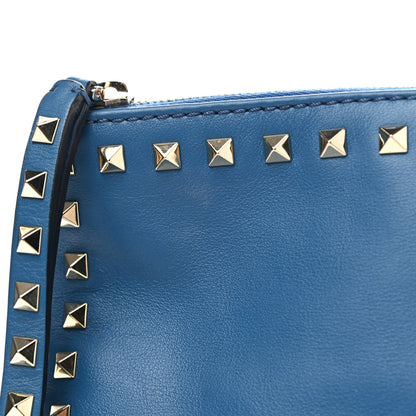 Valentino Garavani Vitello Large Rockstud Zip Wristlet Pouch Blu Delft 13 of 13