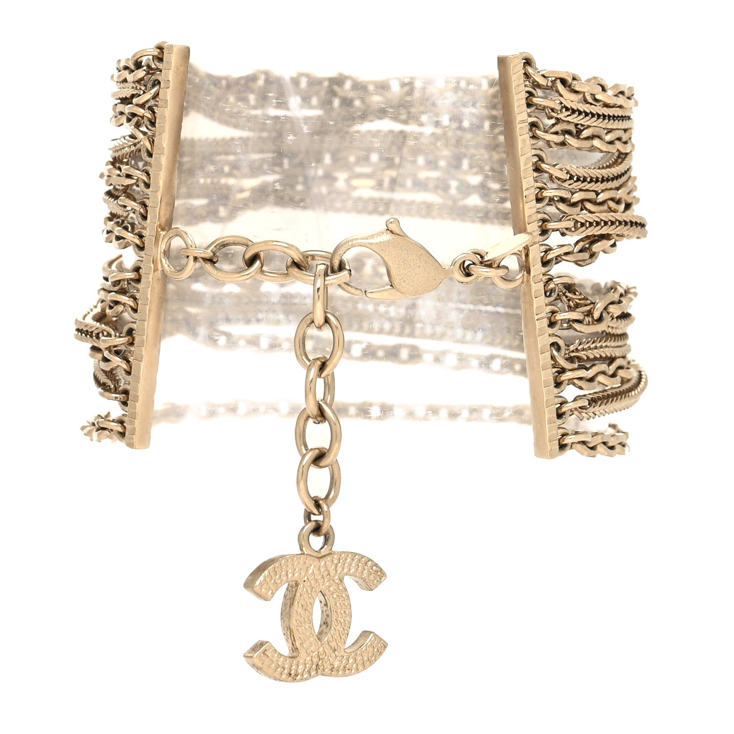Chanel Metal Multistrand Chain CC Bracelet Gold 3 of 5