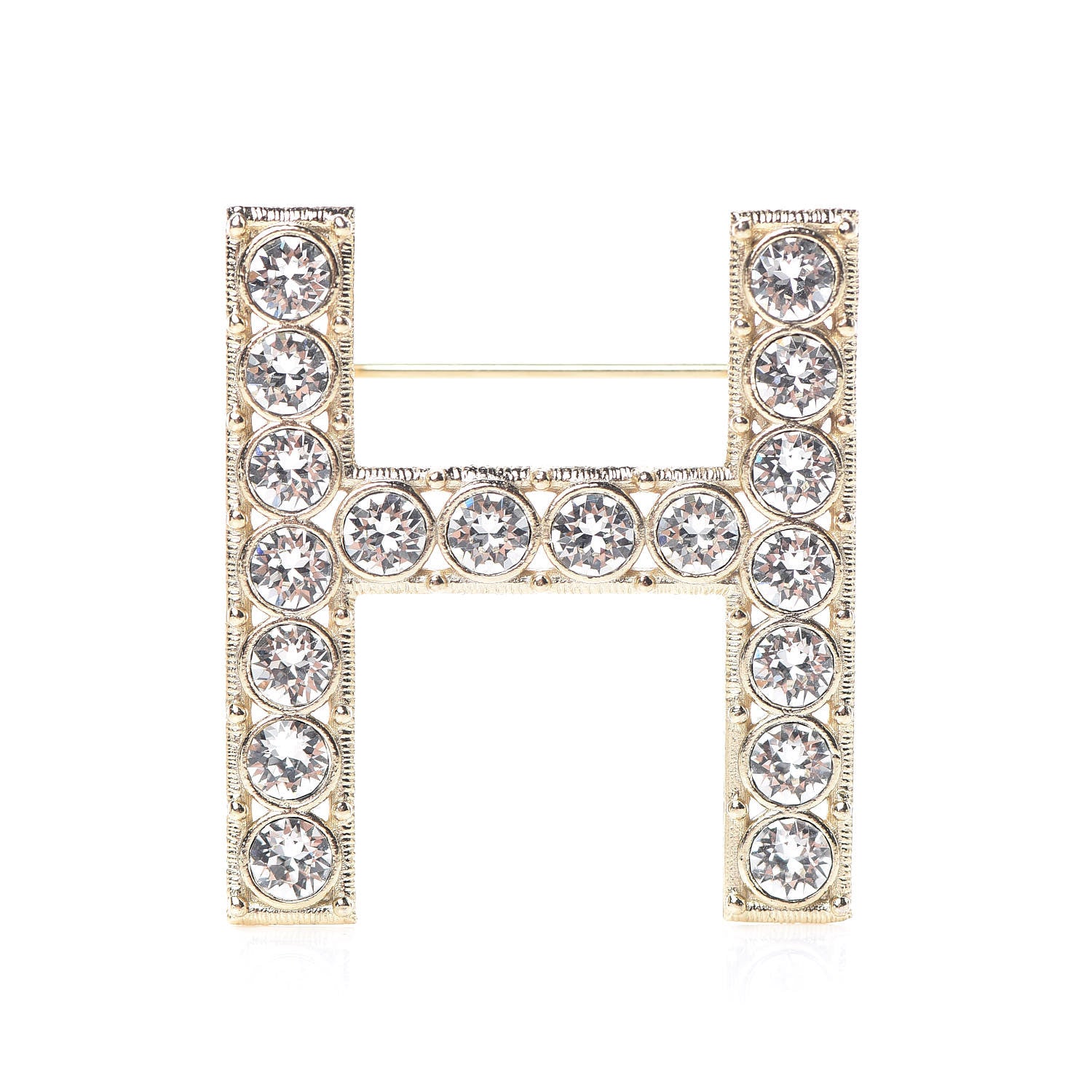Chanel Crystal Cha-Nel Logo Brooch Set Gold 4 of 10