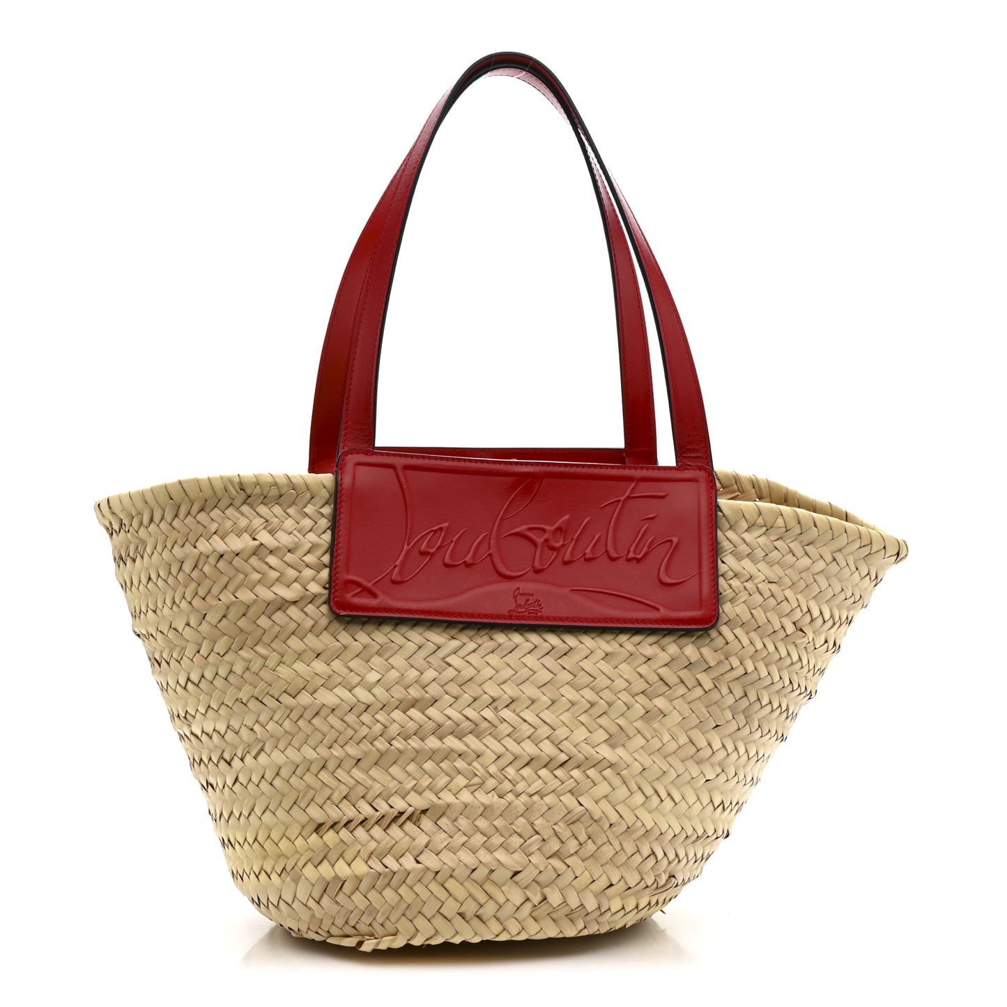 Woven Straw Loubishore Tote Red