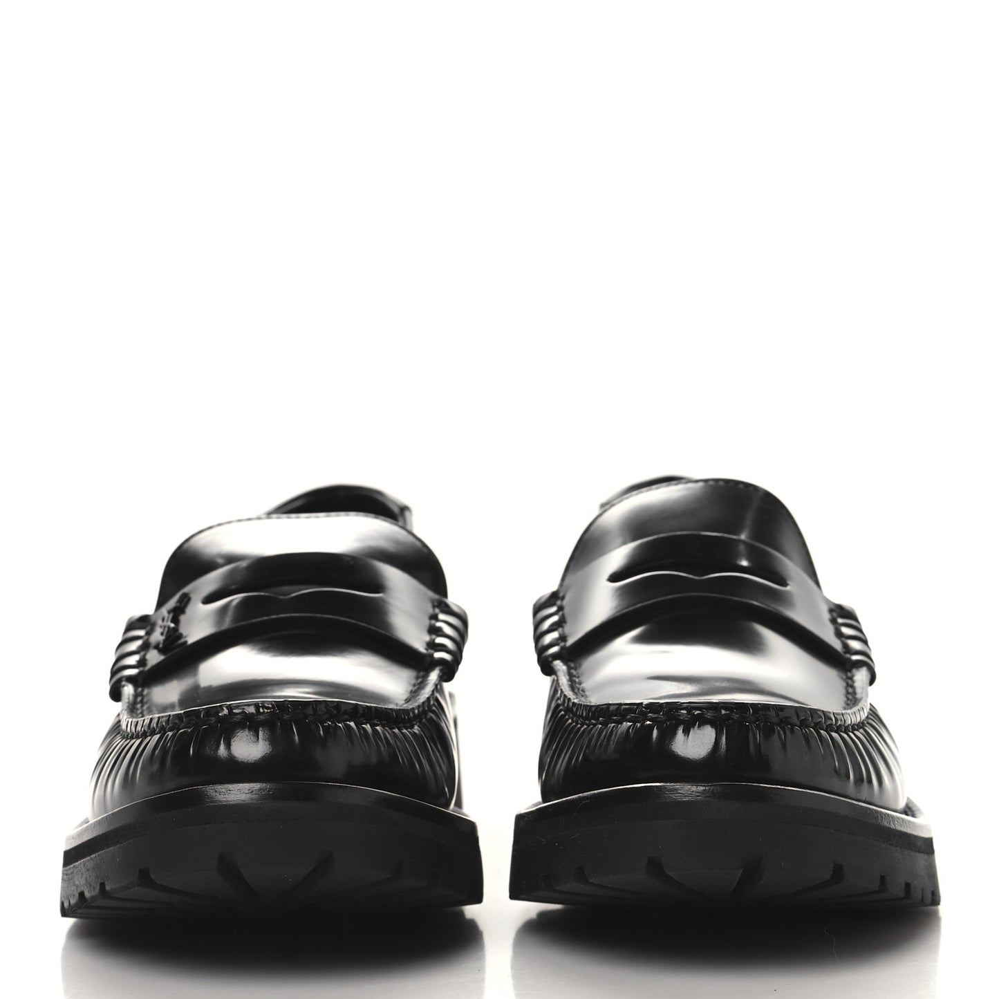 Glazed Calfskin Le Loafer 15 Penny Slippers 38.5 Black