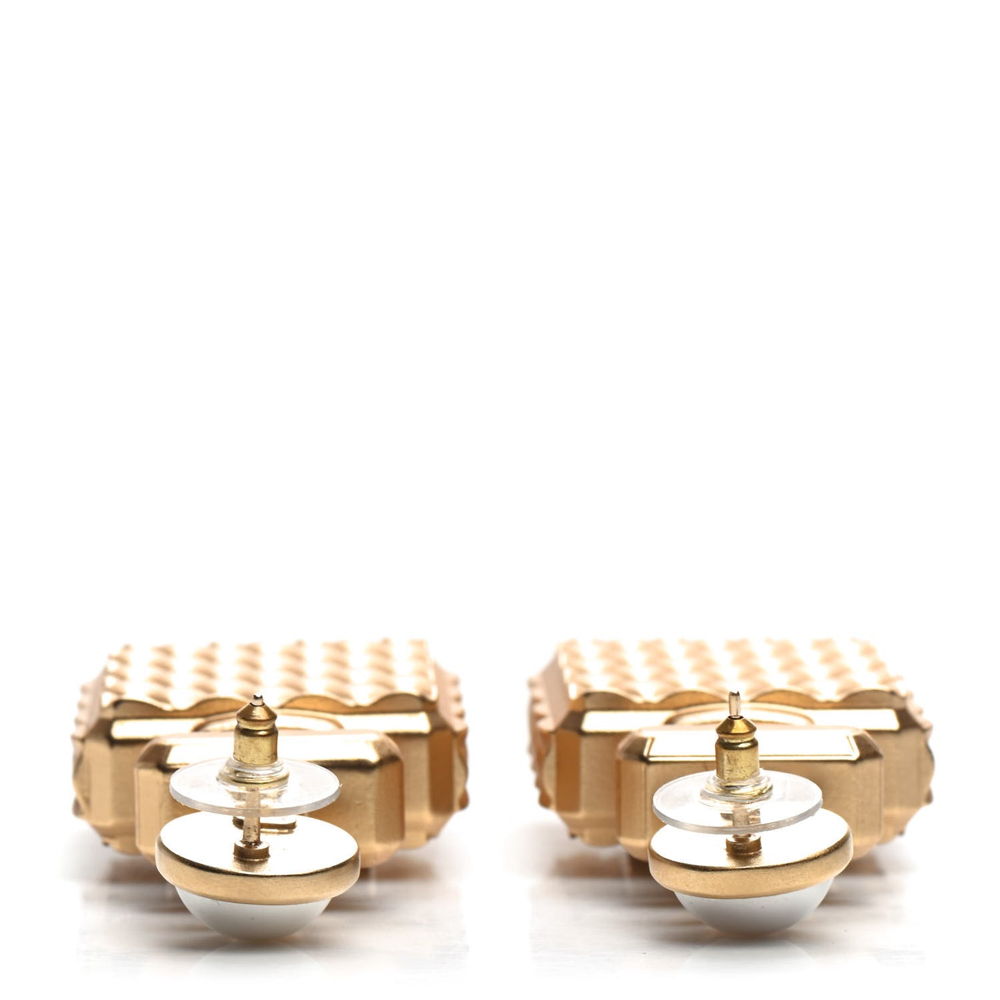 Crystal Pearl CC Perfume Bottle Drop Earrings Gold