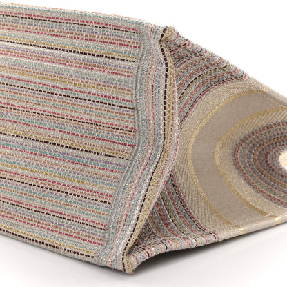 Christian Dior CHRISTIAN DIOR Canvas Embroidered Medium Stripes Book Tote Beige Multicolor 10 of 10