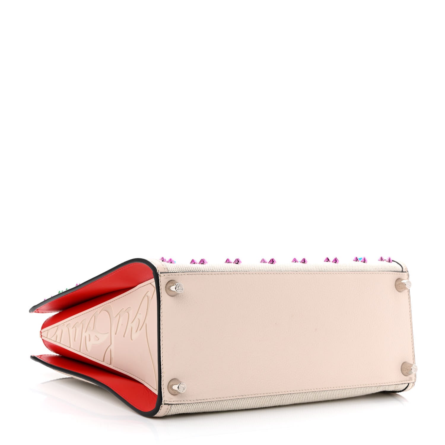 Christian Louboutin Canvas Spikes Loubinthesky Medium Paloma Ivory 3 of 18